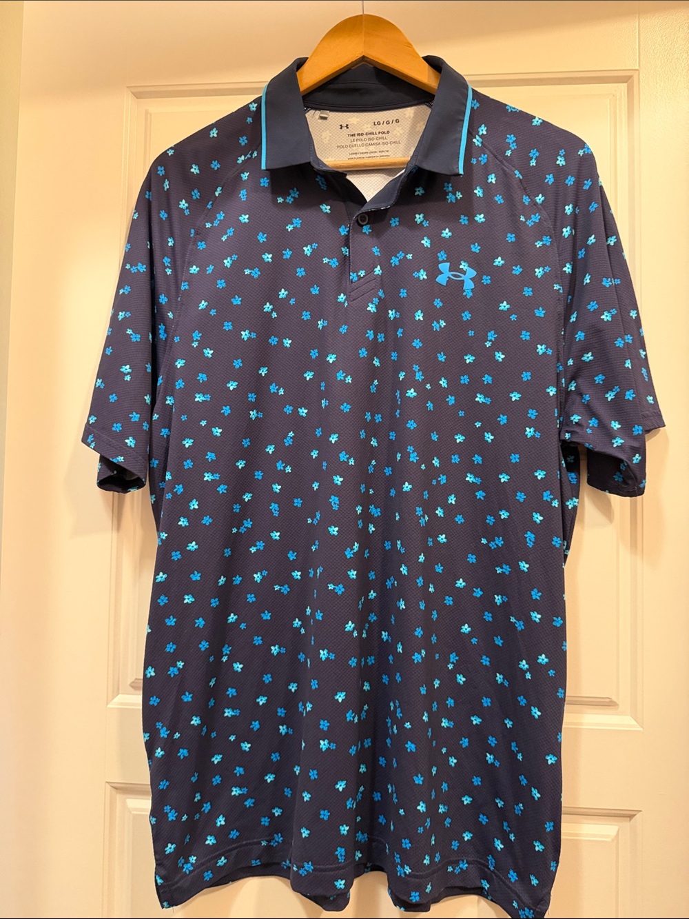 Under Armour Men’s Navy Polo with Teal Micro Floral Print